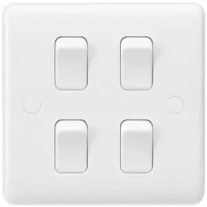 MLA Knightsbridge Curved Edge 10AX 4 Gang 2-Way Switch (On Single Plate) - CU4101