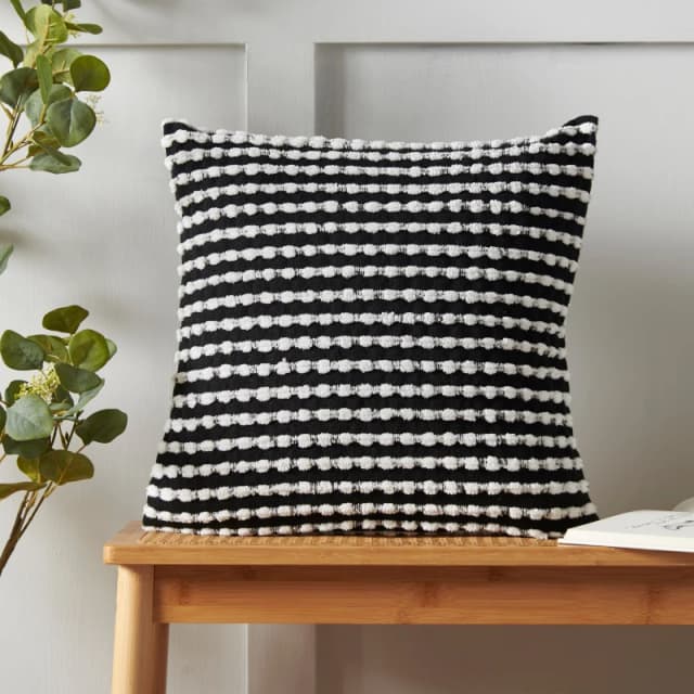 Catherine Lansfield Catherine Lansfield 'Stab Stitch' Cushion in Black Size: 43cm x 43cm Black 43cm x 43cm Unisex 5057681178080