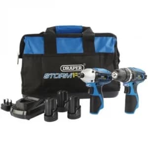 Draper Storm Force® 10.8V Power Interchange Drill and Driver Twin Kit (+3 x 1.5Ah Batteries, Charger and Bag)