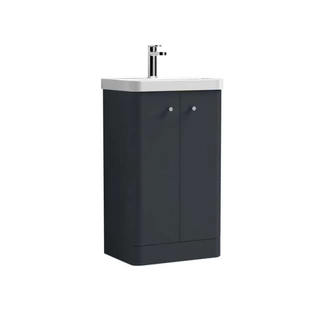 Balterley Floor Standing 2 Door Vanity Unit with Basin Soft Black 500mm Grey