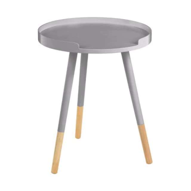 Premier Housewares Interiors by Premier Round Side Table, Wooden Side Table, Natural Wood Side Table, Wood Side Table Grey