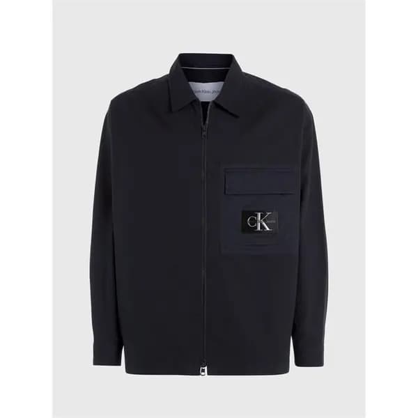 Calvin Klein Jeans Mix Media Zip Through Overshirt - Black M