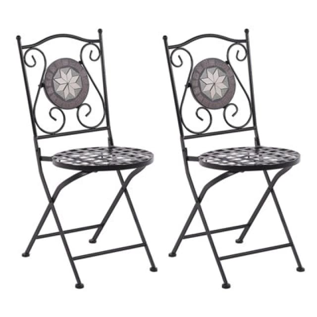 Beliani Set Of 2 Garden Chairs Cariati Metal Black