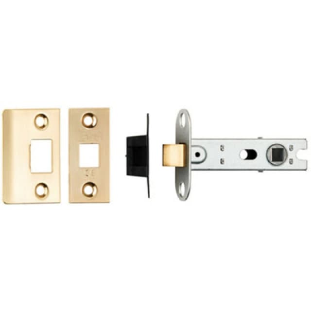 Loops 76mm Tubular Mortice Door Latch Bolt Through Square Forends Satin Brass Metallics unisex