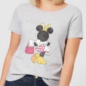 Disney Mickey Mouse Minnie Mouse Back Pose Womens T-Shirt - Grey - 3XL