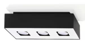 Mono 3 Light Flush Ceiling Light Black & White, GU10