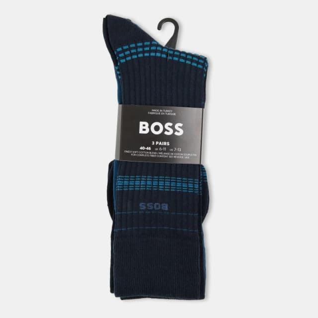 Boss 3 Pack Rib Stripe Socks Dark Blue 401 male 6-11