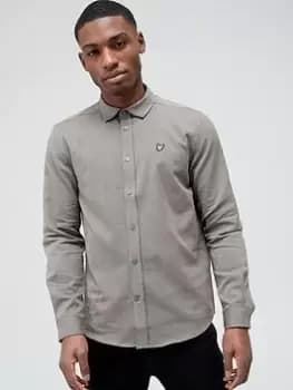 Lyle & Scott End On End Shirt - Khaki, Khaki/Black, Size L, Men
