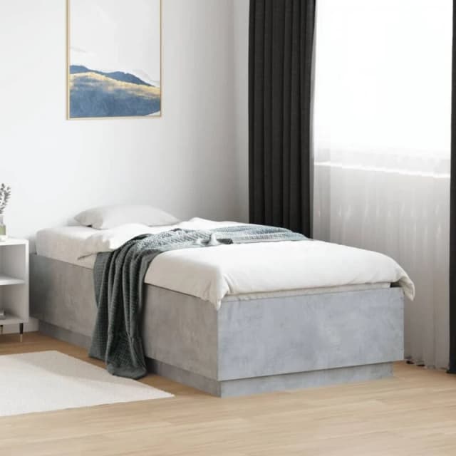 VIDAXL Bed Frame with LED without Mattress Concrete Grey 90x190cm Single Vidaxl 8721012273986
