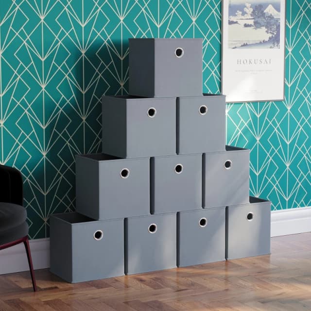 Lassic Vida Designs Durham Cube Storage Basket Set of 10 Grey unisex Set of 10