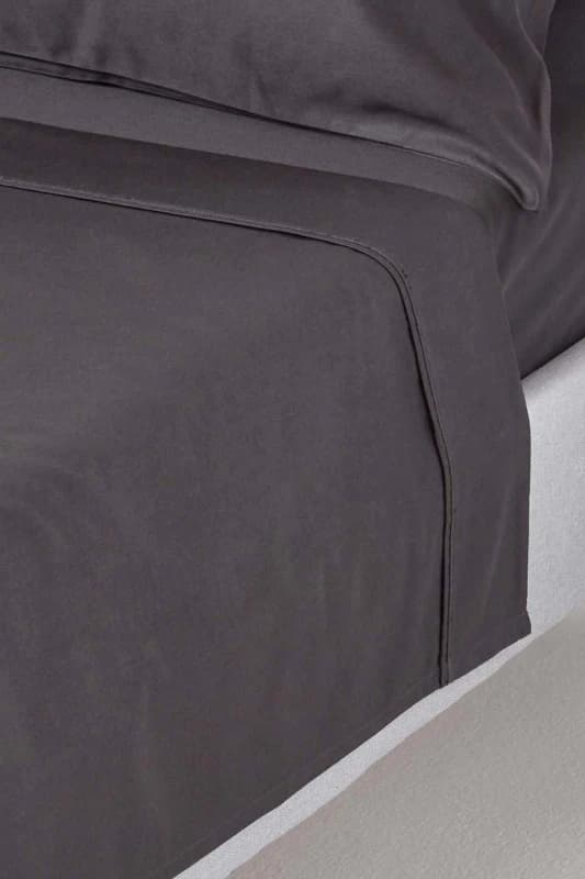 Homescapes Dark Charcoal Grey Egyptian Cotton Flat Sheet 1000 Thread Count, Double