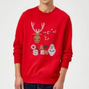 Disney Frozen Christmas Olaf And Snowmens Red Christmas Sweatshirt - L - Red