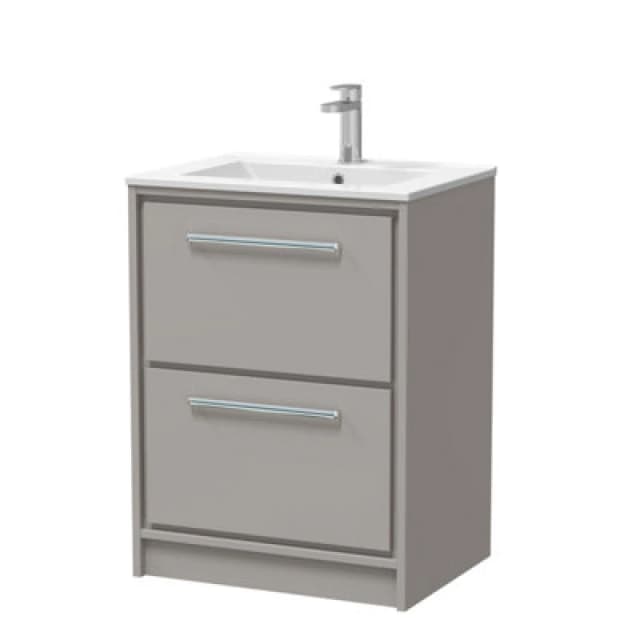 Balterley Bathroom Floor 2 Soft Close Drawer Vanity Unit Basin, Grey, 600mm in Grey Grey Unisex