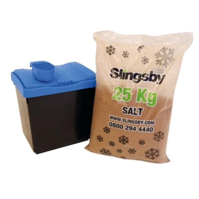Slingsby Economy Salt and Grit Bin Kit Yellow 30L with 25kg De-icing Salt 399636 399636