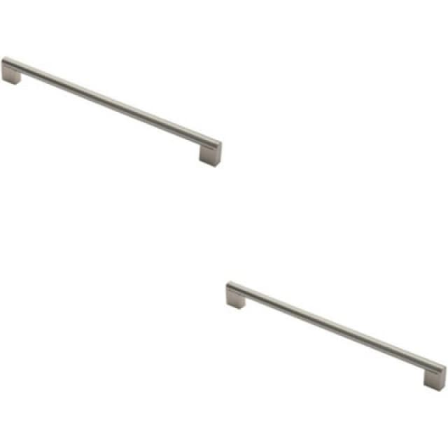 Loops 2x Round Bar Pull Handle 360 x 14mm 320mm Fixing Centres Satin Nickel & Steel Metallics unisex