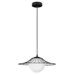 Netlighting Merano Lachine Wire Frame Pendant Ceiling Light Matt Black Metal Led