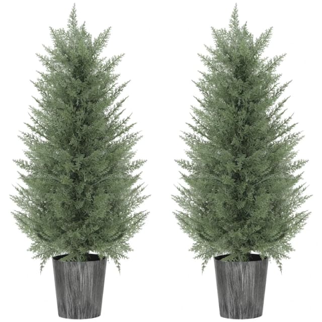 HOMCOM HOMCOM Artificial Cypress Trees with PE Leaves for Indoor Outdoor - 48W x 90H cm