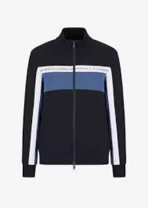 Armani Exchange Colourblock Zip Thru Track Top, Navy, Size XL, Men