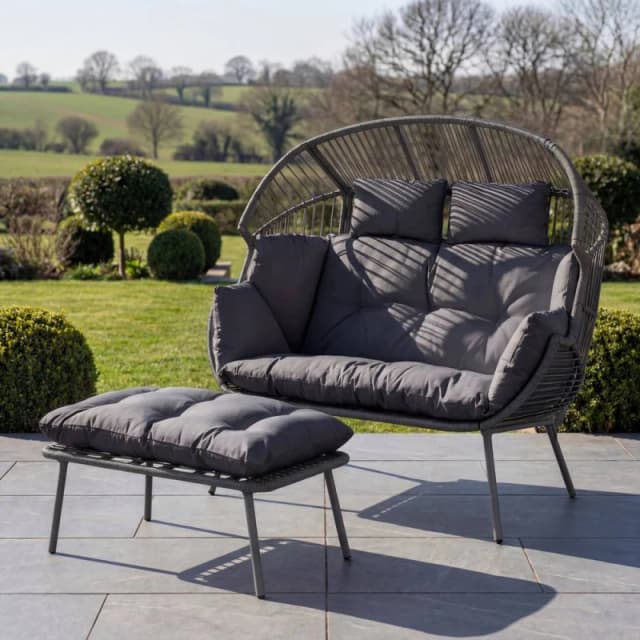 Artemis Home Cocona 2 Seat Standing Egg Chair & Stool in Dark Grey Dark Grey Unisex