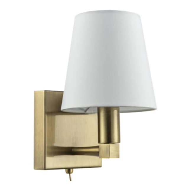 Happy Homewares Sleek Bedside Wall Light In Antique Brass With Toggle Switch And Shade