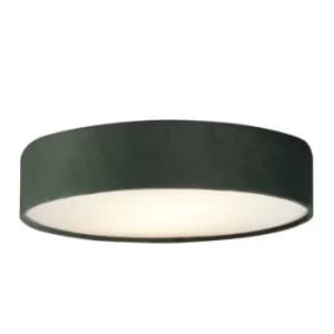 Drum Pleat 3 Light Velvet Flush, Green Shade