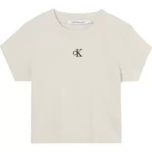 Calvin Klein Jeans Rib Cropped T Shirt - Cream