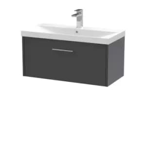 Hudson Reed Juno 800mm Wall Hung Single Drawer Vanity & Thin-Edge Basin - Graphite Grey