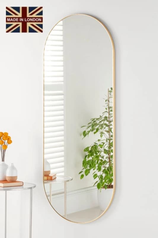 Yearn Mirrors Large Full Length Gold Curved Mirror 150x60cm Gold