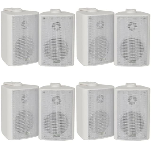 Loops 8x 60W 2 Way White Wall Mounted Stereo Speakers 3" 8Ohm Mini Background Music White unisex