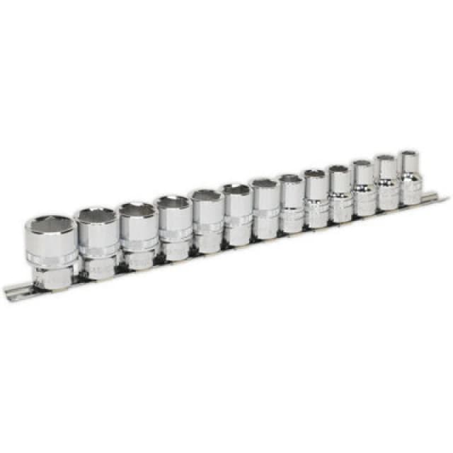 Loops 13 PACK Socket Set 1/2" Metric Square Drive - 6 Point LOCK-ON Rounded Heads Multi