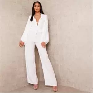 I Saw It First Lace Front Wide Leg Trousers - White