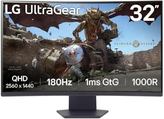 LG UltraGear 32GS60QC 32 VA QHD 1ms Curved Gaming Monitor 32GS60QC-B.AEKQ Black