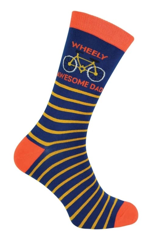 Mr Heron Mr Heron Men 1 Pack Wheely Awesome Dad Bamboo Socks in Navy Size: 6-11 Navy 6-11 Male 5019041199531