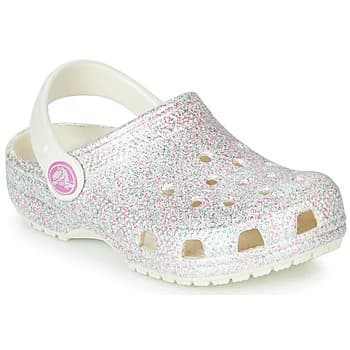 Crocs CLASSIC GLITTER CLOG K Girls Childrens Clogs (Shoes) in White - Sizes 11 kid,13 kid,1 kid,3 kid,8 toddler,4 toddler,7 toddler,9 toddler,10 kid,1