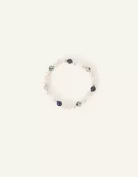 Accessorize Womens Sterling Silver-Plated, Pink and Blue Semi-Precious Stone Bracelet, Size: 7cm