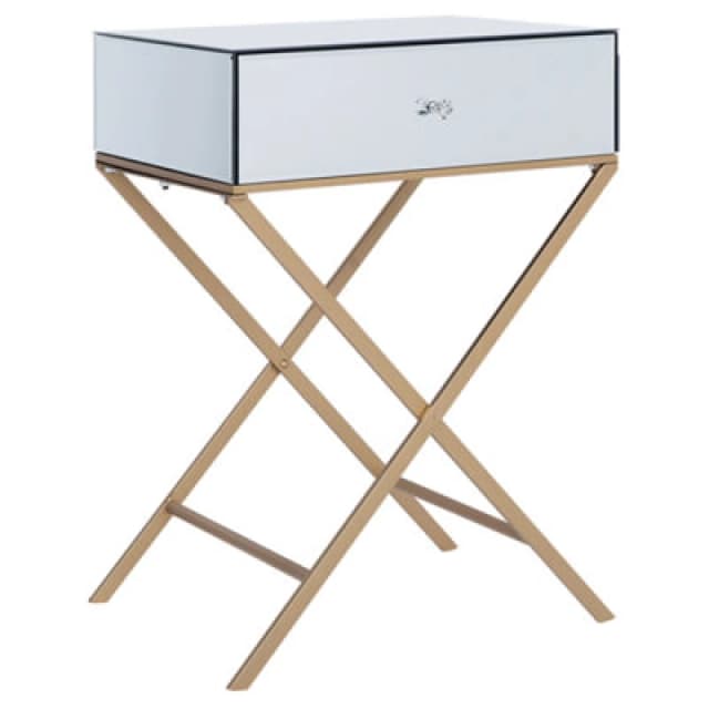 Beliani Side Table Vivy Glass Mirrored Silver