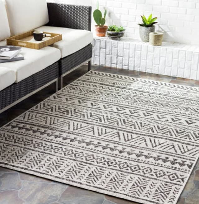 Livabliss In- & Outdoor Geometric Black Titi Area Rug 160 X 230 Cm - Easy To Clean, Perfect For Patio, Balcony, Kitchen Or Dining Room
