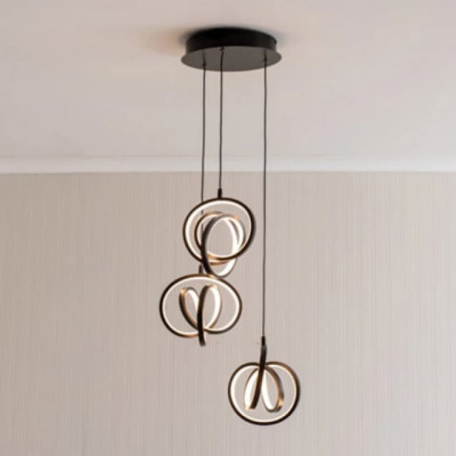 ValueLights ValueLights Infinity Black 3 Drop Hoops Integrated LED Ceiling Flush Pendant Light Black One Size Unisex 5016529271376