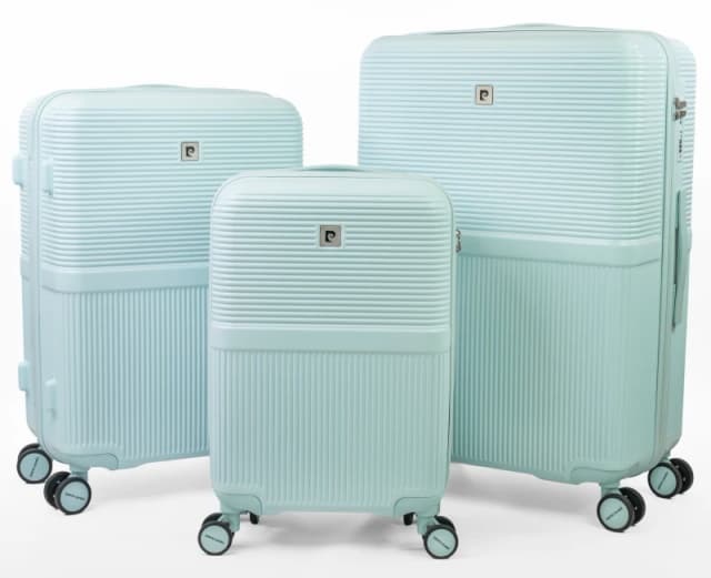Pierre Cardin Monaco 3 Piece Cabin & Hold Luggage Set - TSA 8-Wheel Travel Suitcases in Light Green Size: 3 Pack Light Green Unisex 3 Pack