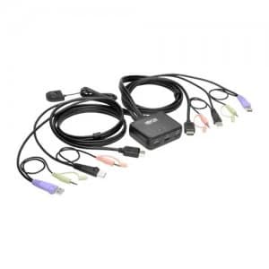 Tripp Lite 2-Port USB/HD Cable KVM Switch with Audio/Video Cables and USB Peripheral Sharing