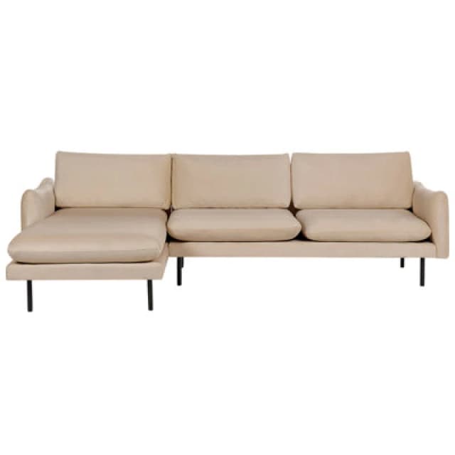 Beliani Corner Sofa 4 Seater Vinterbro Velvet Beige Right Hand