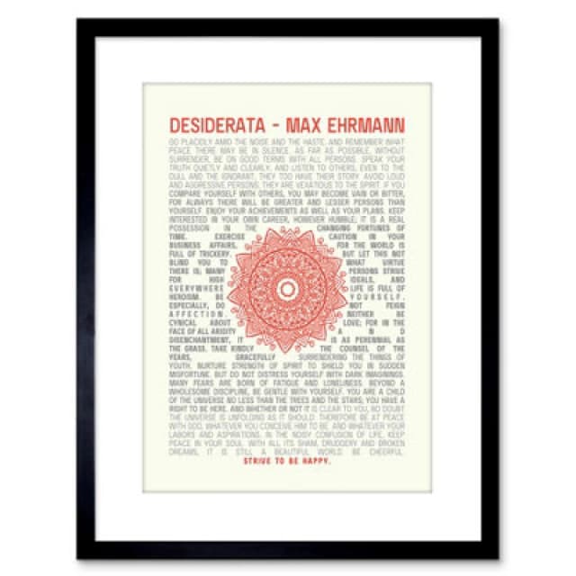 Artery8 Wall Art Print Quote Desiderata Mandala Ehrmann Typography Artwork Framed 9X7 Inch