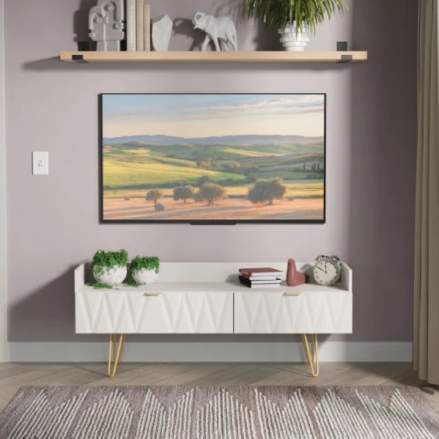 Welcome Furniture Ltd Diamond 2 Drawer Coffee TV Unit in Kashmir Matt - Ready Assembled, Cream DIF265KMK