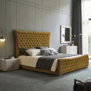 Plexa Bed King Plush Velvet Mustard