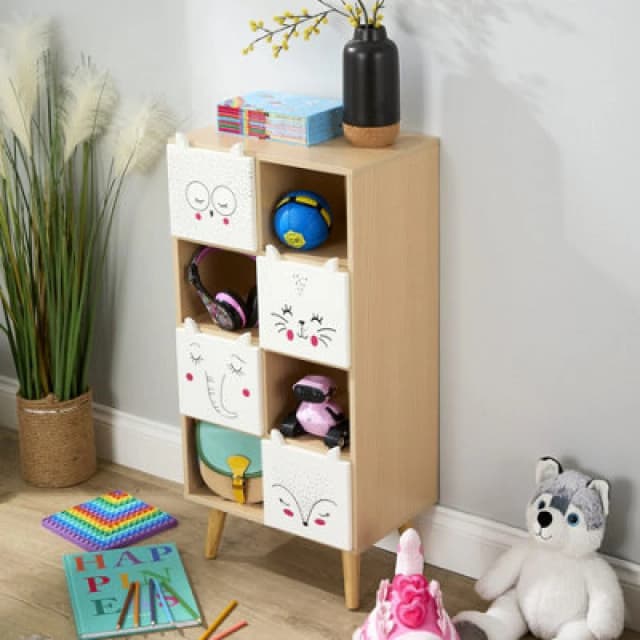 Home Source Milo Kids Cube Storage Bookcase With Animal Drawers