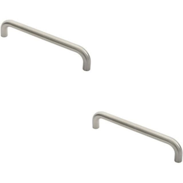 Loops 2x Round D Bar Door Pull Handle 322 x 22mm 300mm Fixing Centres Satin Steel Metallics unisex