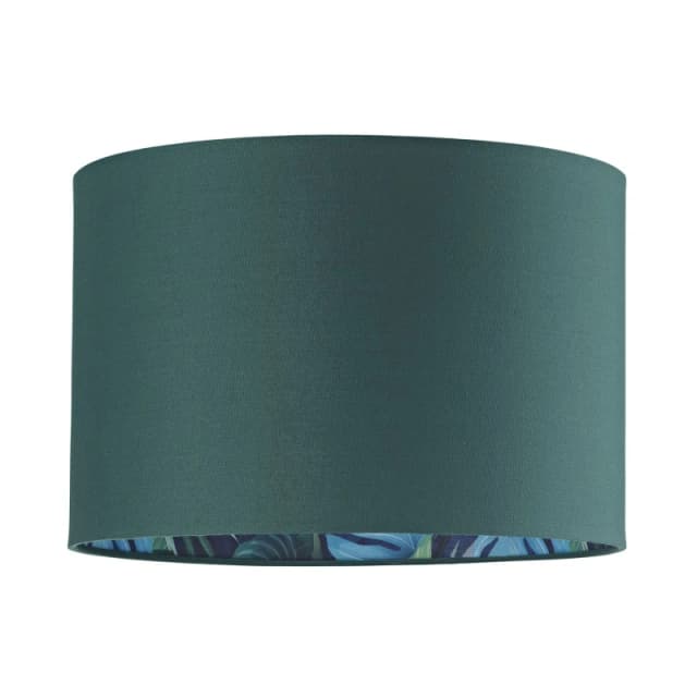 Happy Homewares Stylish Forest Green Cotton Fabric Lamp Shade with Inner Jungle Palm Tree Print in Dark Green Size: 12" Dark Green Unisex 12 i