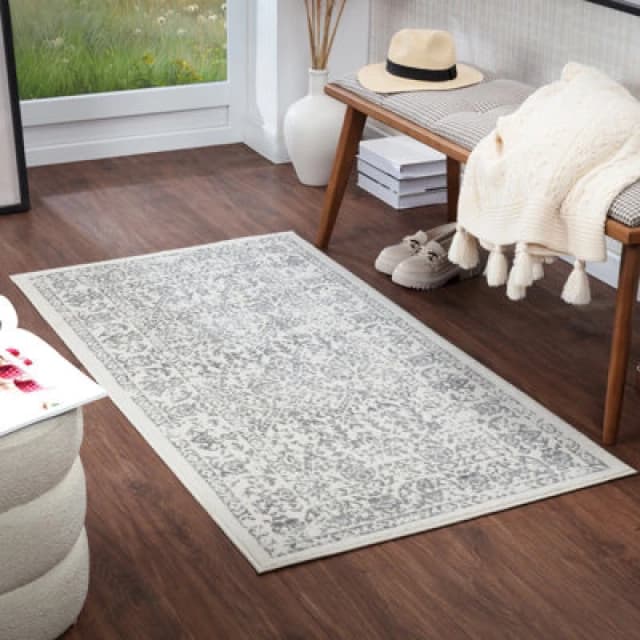 Livabliss Vintage Oriental Boho Grey/ivory Margaux Area Rug 80 X 150 Cm - Easy Care, Non Shedding, Ideal For Living Room & Bedroom