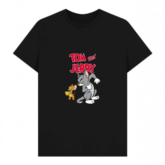 Tom & Jerry Mens Cheese T-Shirt in Black Size: Small Black Male S