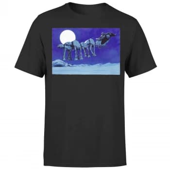 Star Wars Christmas ATAT Darth Vader Sleigh Black T-Shirt - S - Black